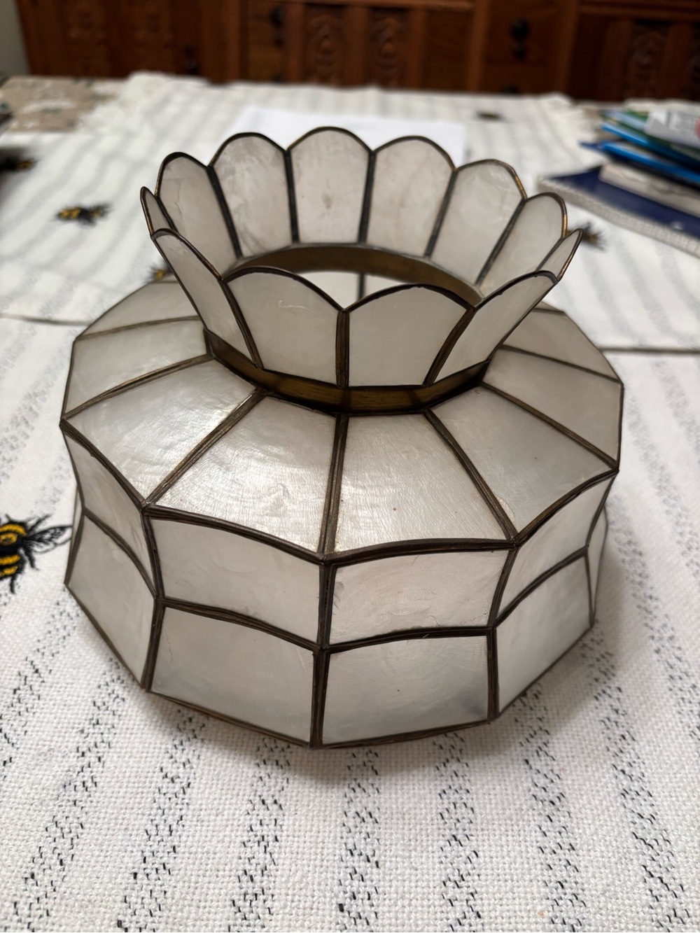 Decorative Lamp Shade from capiz shell panels